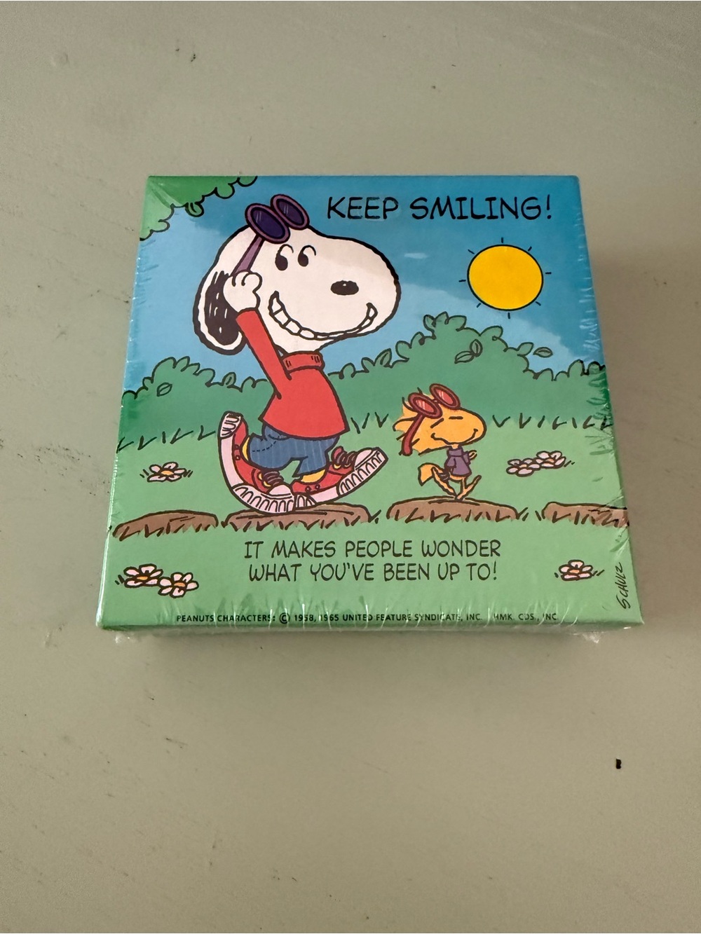 Vintage NEW Sealed Hallmark Peanuts Snoopy Springbok Puzzle Keep Smiling 7"x7"